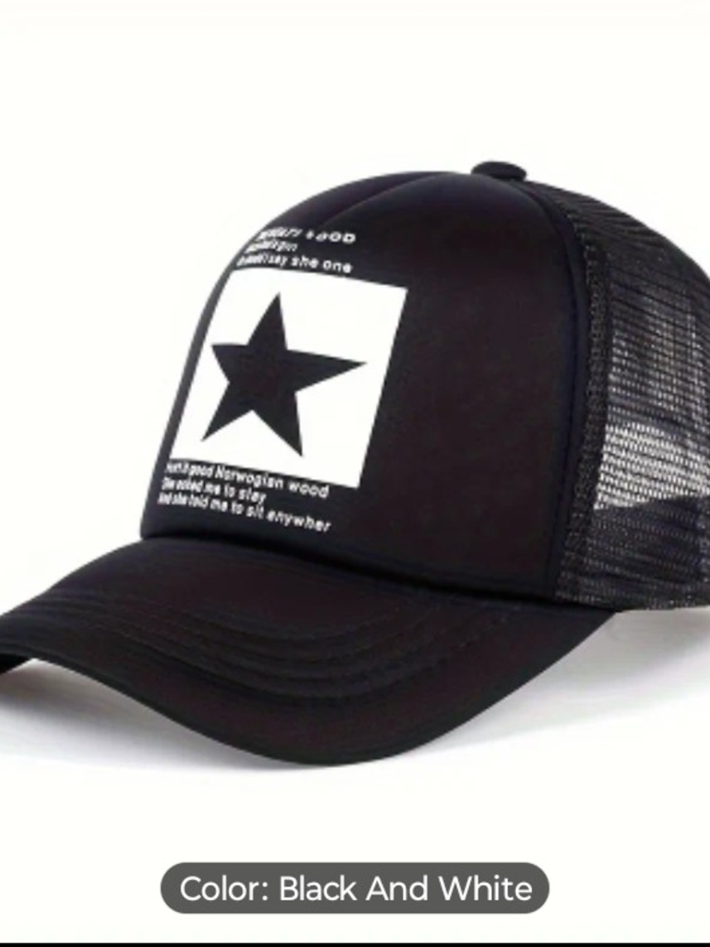 Black Star Mesh Trucker Cap - Unbranded